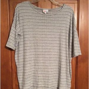 LuLaRoe Irma Tunic Shirt Gray White Stripes XXS